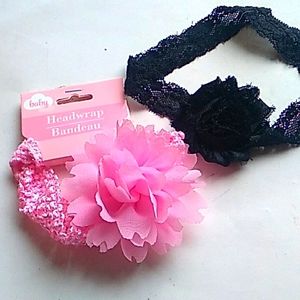 Baby lace pink and black headbands